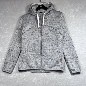 Mammut Sweater Womens Size Small Gray White Fleece Hooded Full Zip Long Sleeve